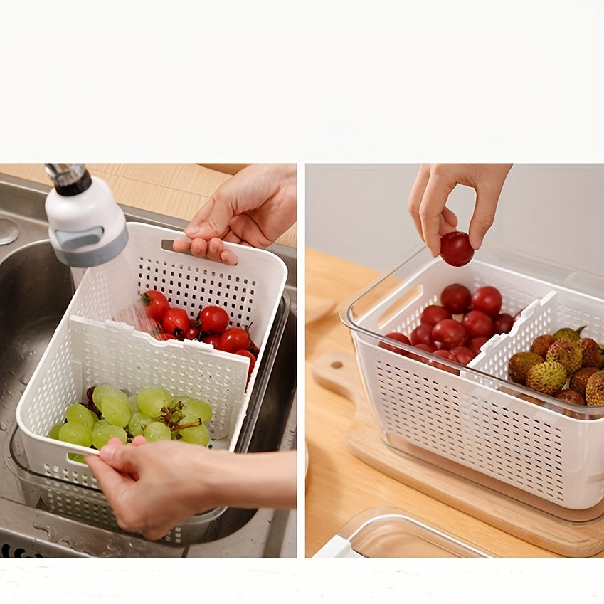 Double Layer Draining Basket Refrigerator Vegetable Storage Box
