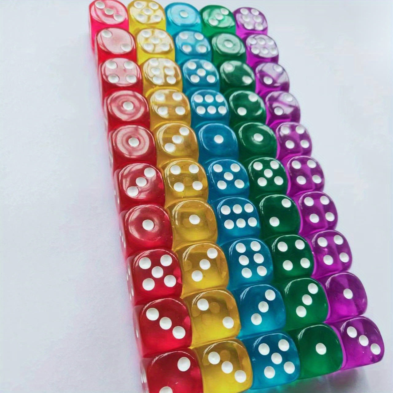 50pcs Colorful Transparent Game Dice Set for Parties 14 16 18mm