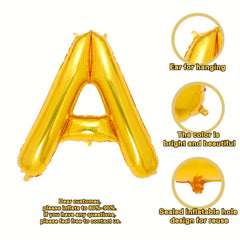 6 Cm Large Golden Letter A Balloons Foil Mylar Big Balloons for Party Supplies