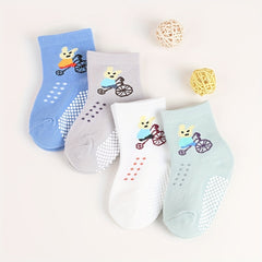 3 Pairs Baby Boys Anti-Skid Striped & Koala Bear Pattern Socks