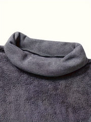 Solid Fleece Long Sleeve Maxi Dress