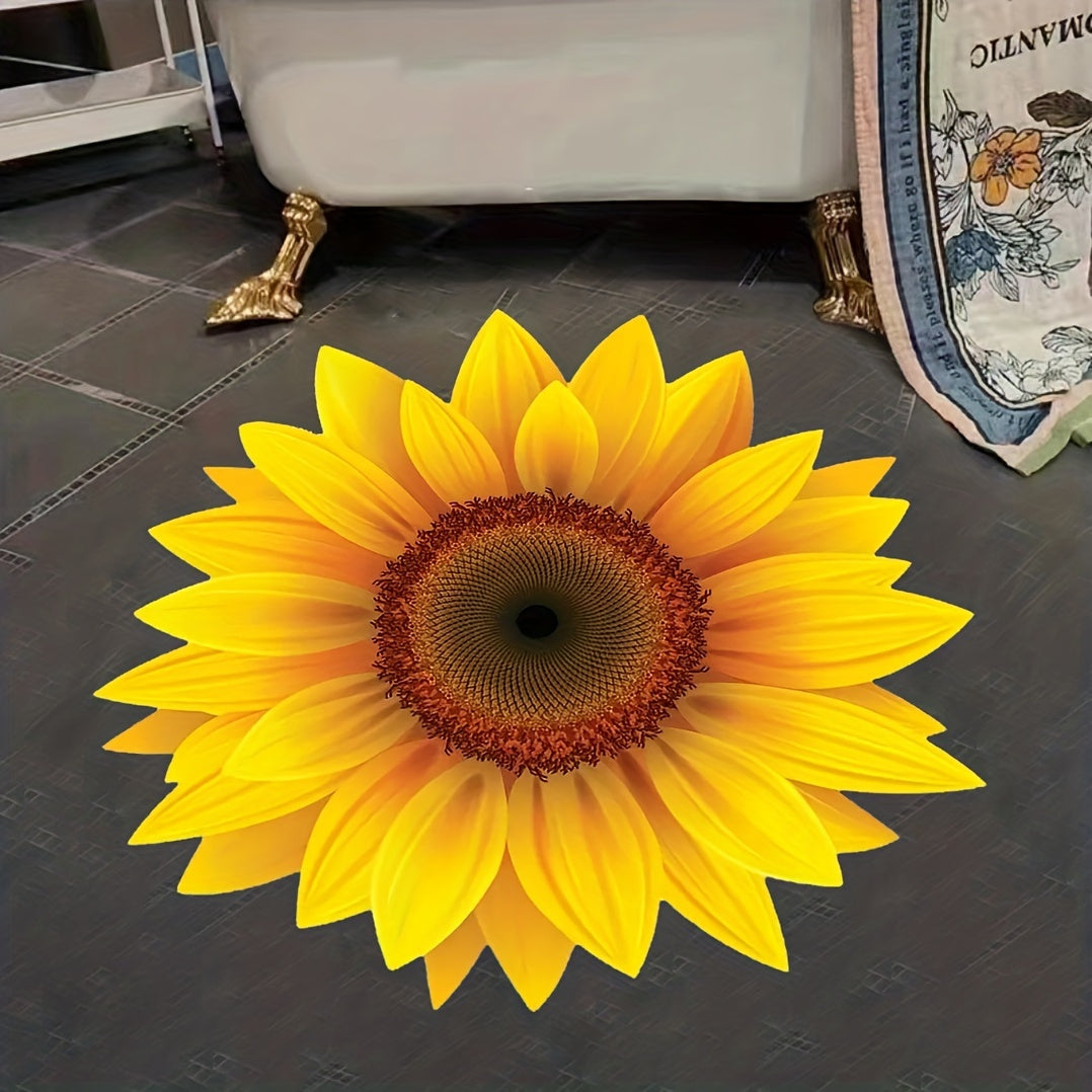 Large Round Sunflower Bedroom Rug Non Slip