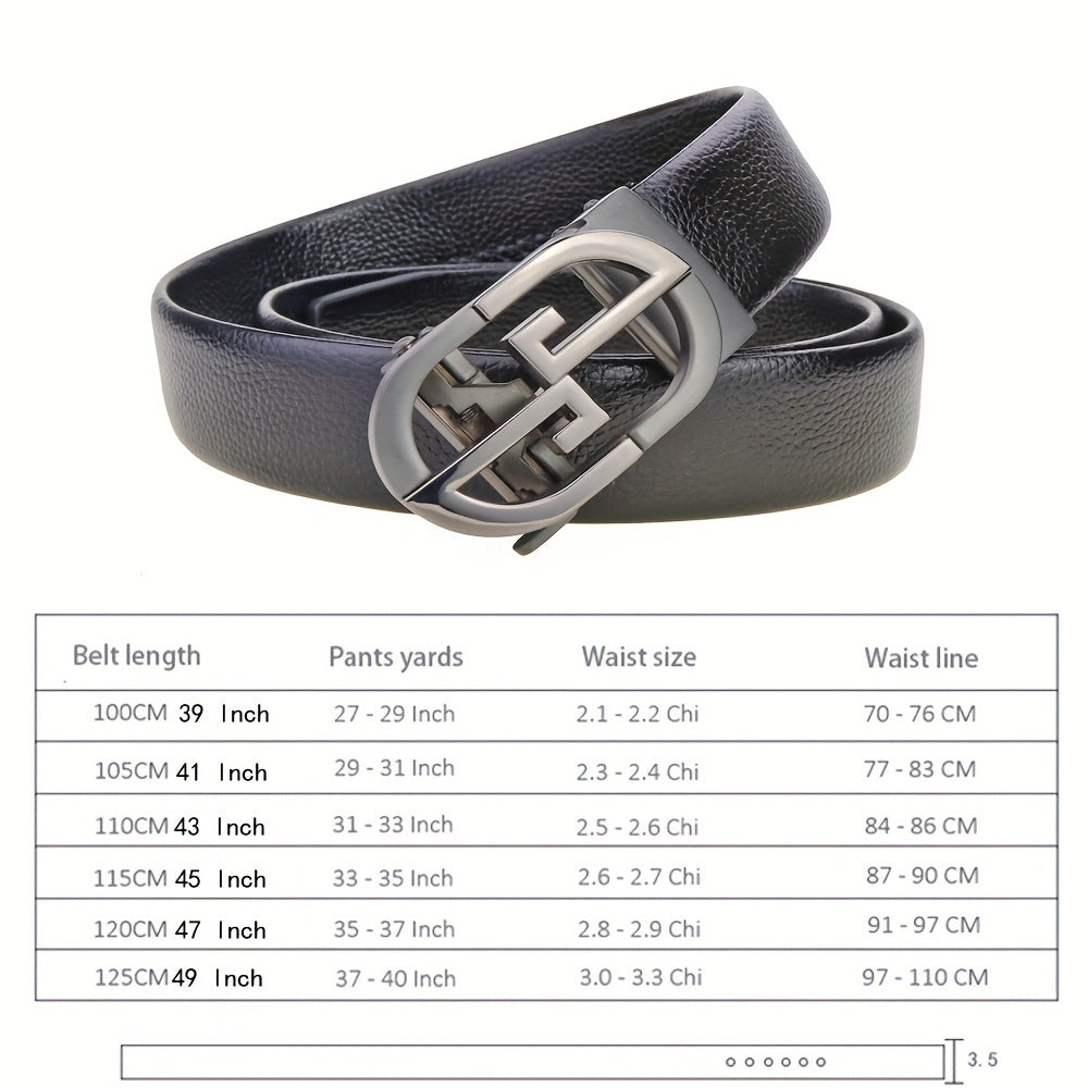 Men's Automatic Buckle Leather Belt for Father Husband Boyfriends