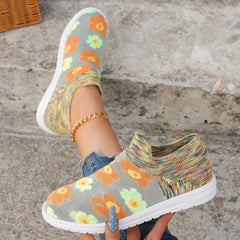 Flower Pattern Mesh Breathable Running Shoes Lightweight Non Slip Sneakers