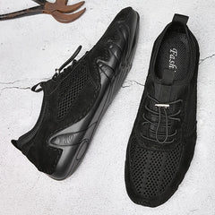 Men's Mesh Lightweight Drawstring Sneakers Outdoor Walking Hiking Shoes