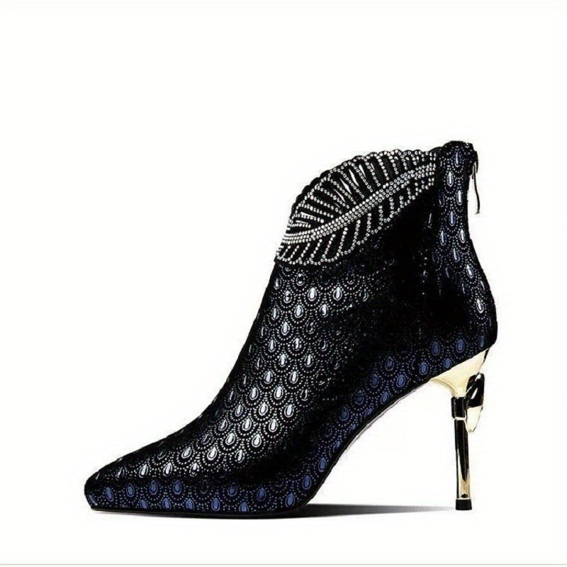 Women's Stiletto Heeled Boots Pointed Toe Back Zipper Pumps