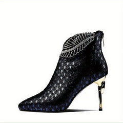 Women's Stiletto Heeled Boots Pointed Toe Back Zipper Pumps