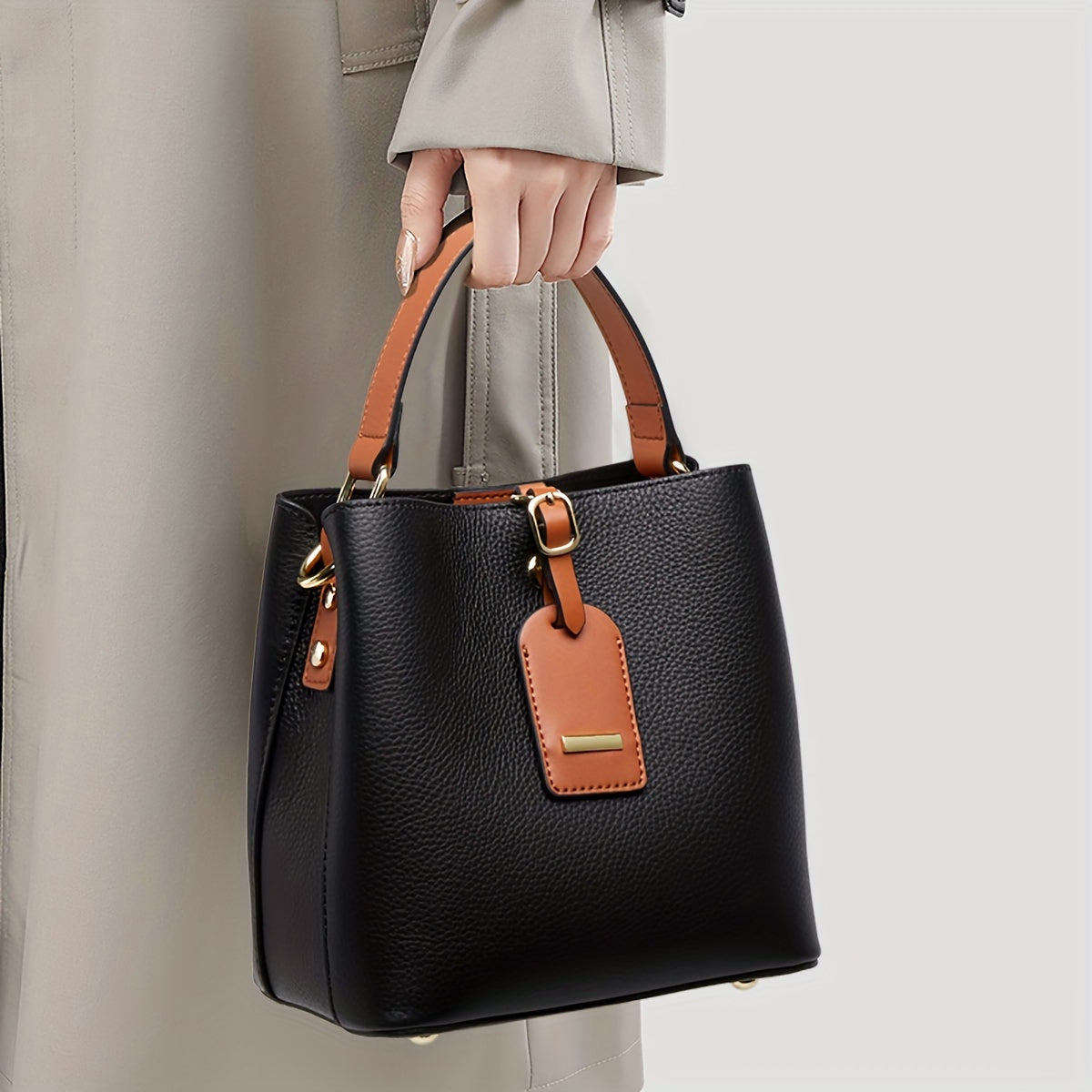 ZOOLER Large Capacity Leather Bucket Bag Crossbody