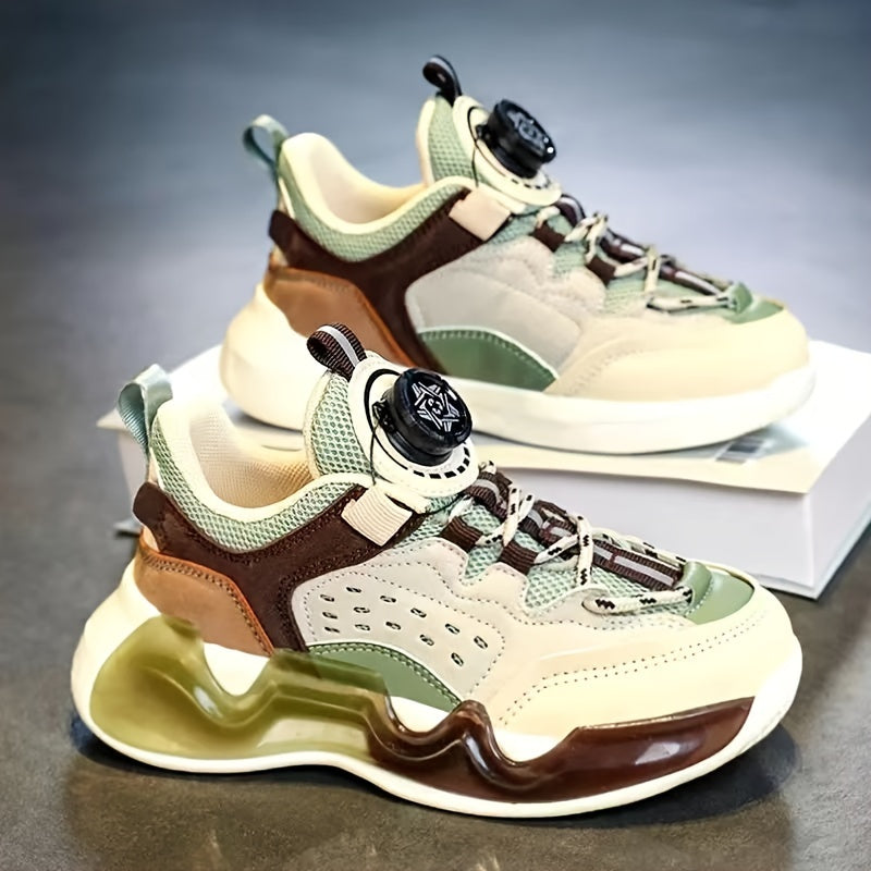 Boys' Basketball Shoes with Rotating Buckle Non Slip Sneakers