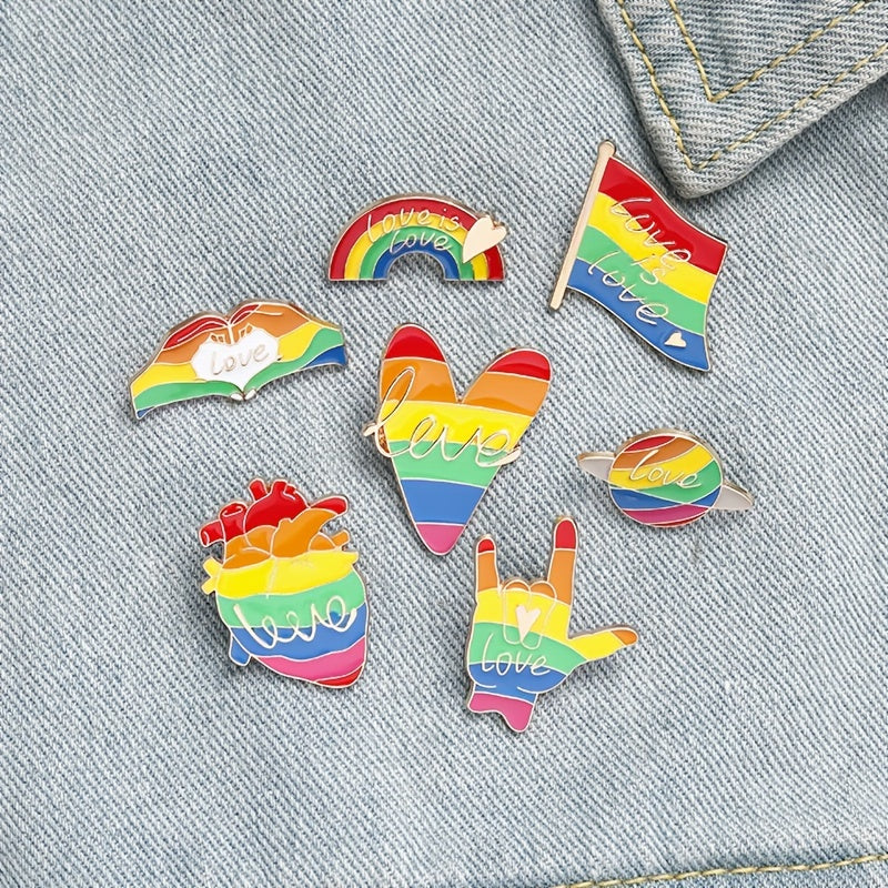 LGBT Rainbow Love Brooch for Men