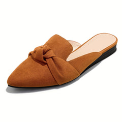 Bowknot Flat Mules Pointed Toe Slip On Loafers