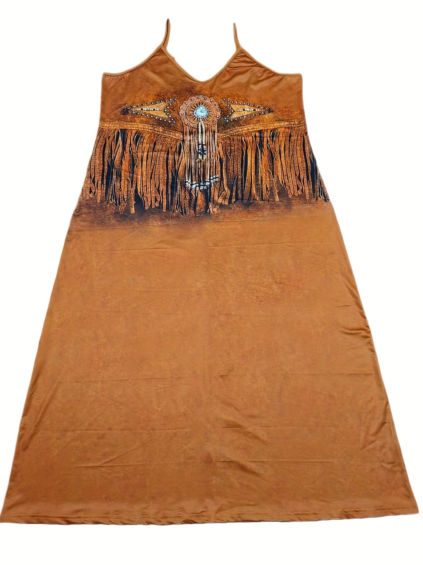 Boho Dress Women Tribal Print V Neck Maxi Cami D