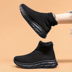 Plush Furry Slip On Mesh Breathable Running Shoes