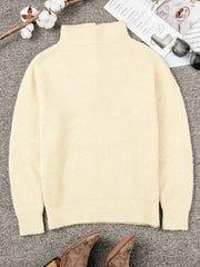 Ribbed Knit Sweater Long Sleeve Button Up Pullover Jumper