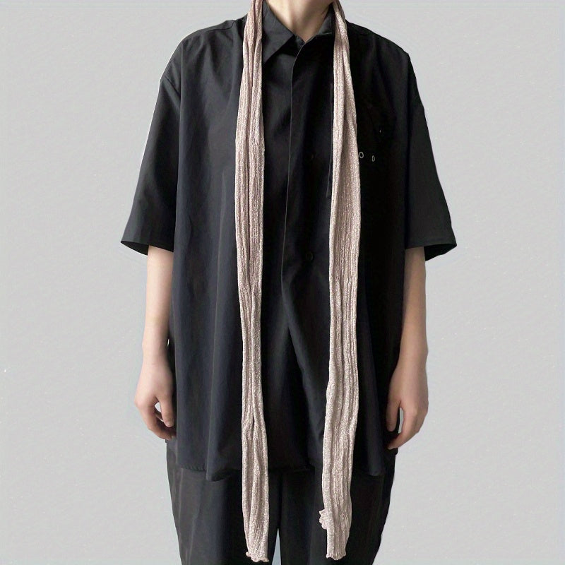 Y2K Retro Silver Thread Knitted Scarf