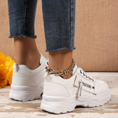 Letter Graphic Chunky Sneakers Lace-up Platform Shoes