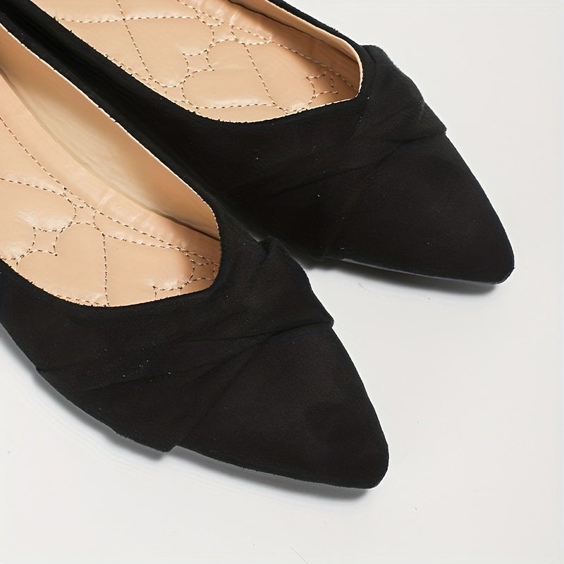 Women's Pleated Ballet Shoes Point Toe Flat Shoes