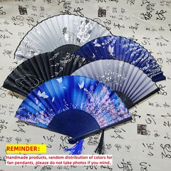 Japanese Style Folding Fan Chinese Ancient Silk Cloth Fan