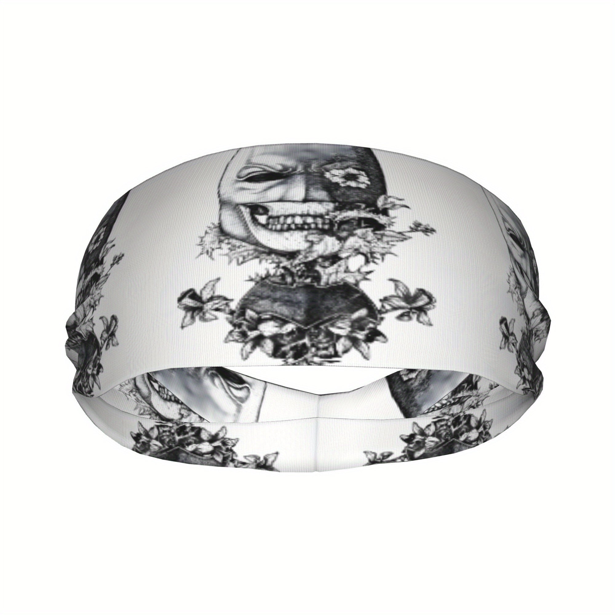 Skull & Floral Bat Sports Headband - Ideal for Yoga Gym Running