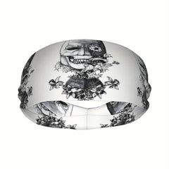 Skull & Floral Bat Sports Headband - Ideal for Yoga Gym Running
