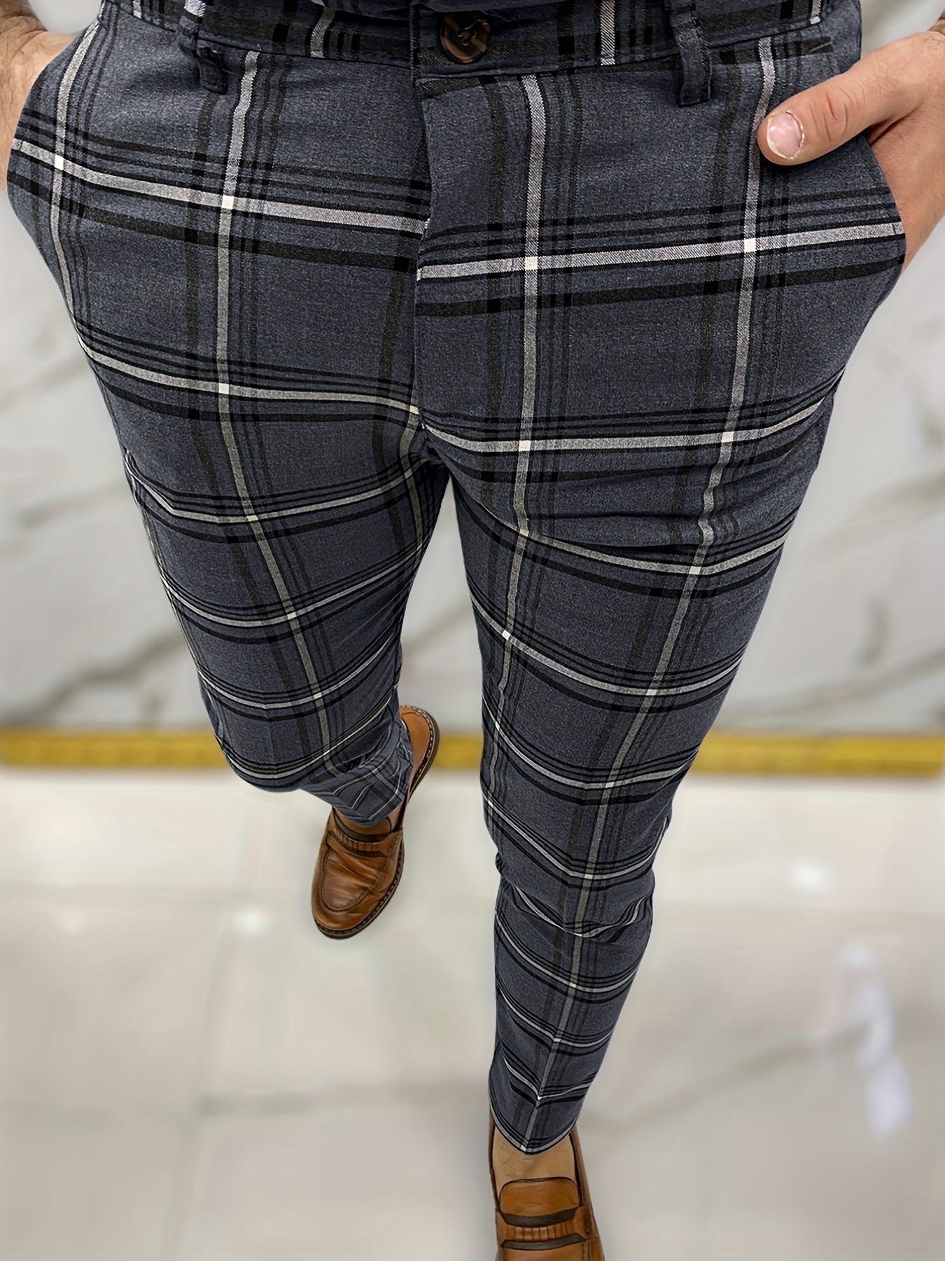 Retro Style Palid Slacks Men s Casual Slightly Stretch Pants