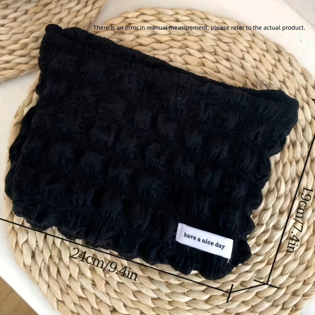 Waffle Makeup Organizer Pouch Ruched Cosmetic Bag Y2k Purse