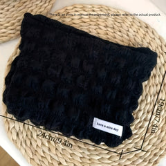 Waffle Makeup Organizer Pouch Ruched Cosmetic Bag Y2k Purse