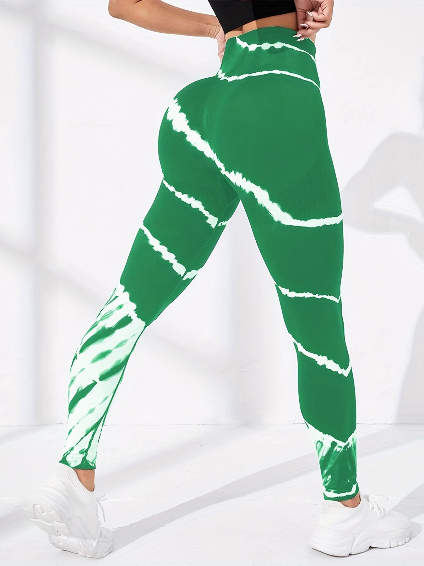 Tie Dye Striped High Waist Yoga Pants Slimming Tight Peach Hip Leggings