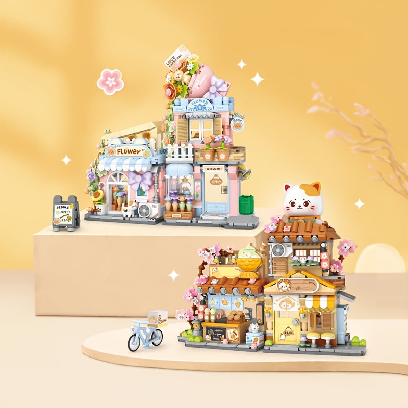 Charming Building Blocks Set: Taiyaki & Flower Shop