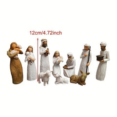 Nativity Figurine 10 Piece Set Hand Painted Nativity Figures Holiday Decor