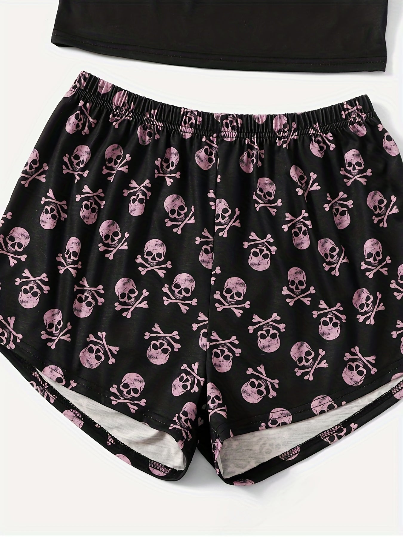 Skull Print Pajama Set Cami Top & Shorts Sleepwear Loungewear