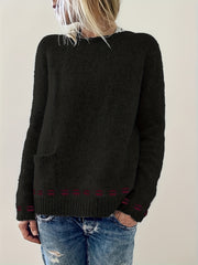 Lip Pattern Crew Neck Long Sleeve Sweater