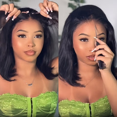 Glueless Straight Bob Wig Human Hair HD 4x4 Lace Closure Wigs