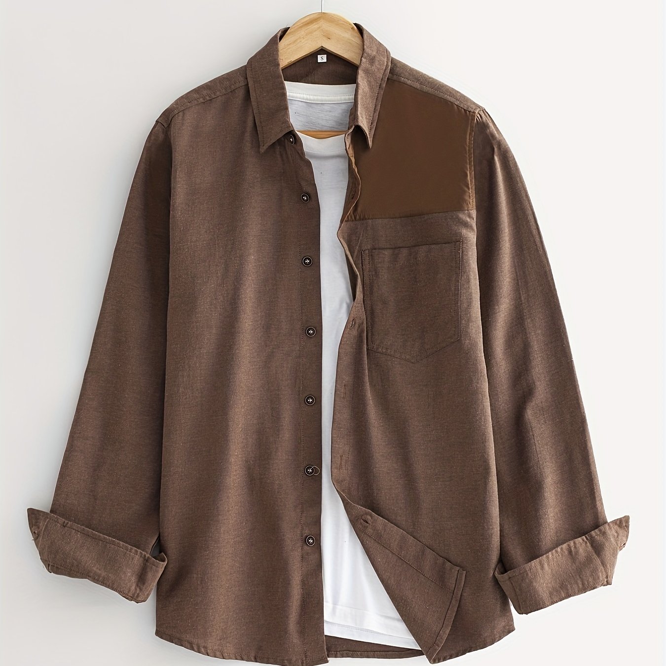 Men's Lapel Shirt with Chest Pocket