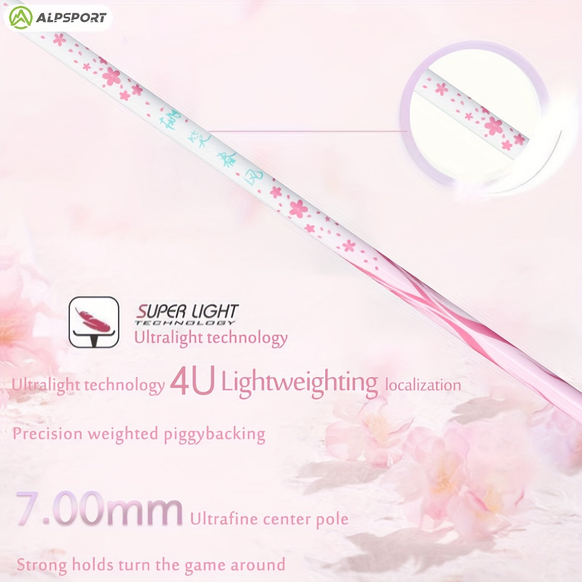 ALPSPORT 1pc Carbon Fiber Badminton Racket Cherry 100 T800 Strings