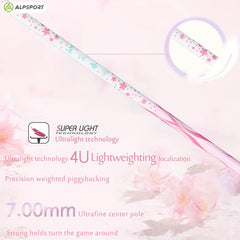 ALPSPORT 1pc Carbon Fiber Badminton Racket Cherry 100 T800 Strings
