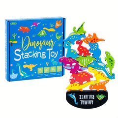 15-Piece Dinosaur Toy Set for Kids 3+ with Wooden Balance Game