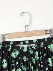 Alien Print Sleep Bottom Cozy Elastic Long Pants