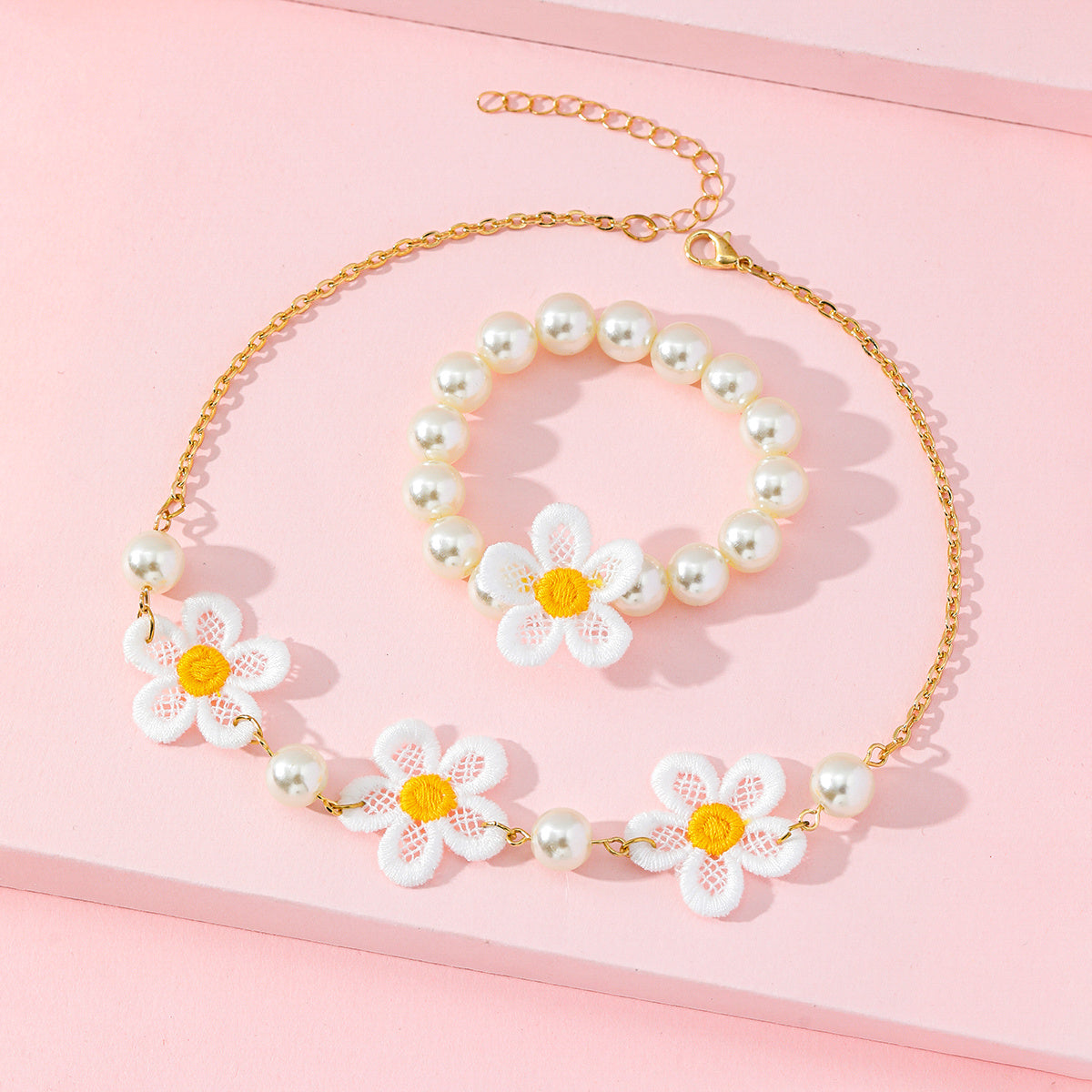 Girls Embroidered Flower Accessories Set