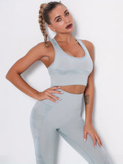 Camouflage Pattern Seamless Sport Bra High Impact Yoga Crop Top