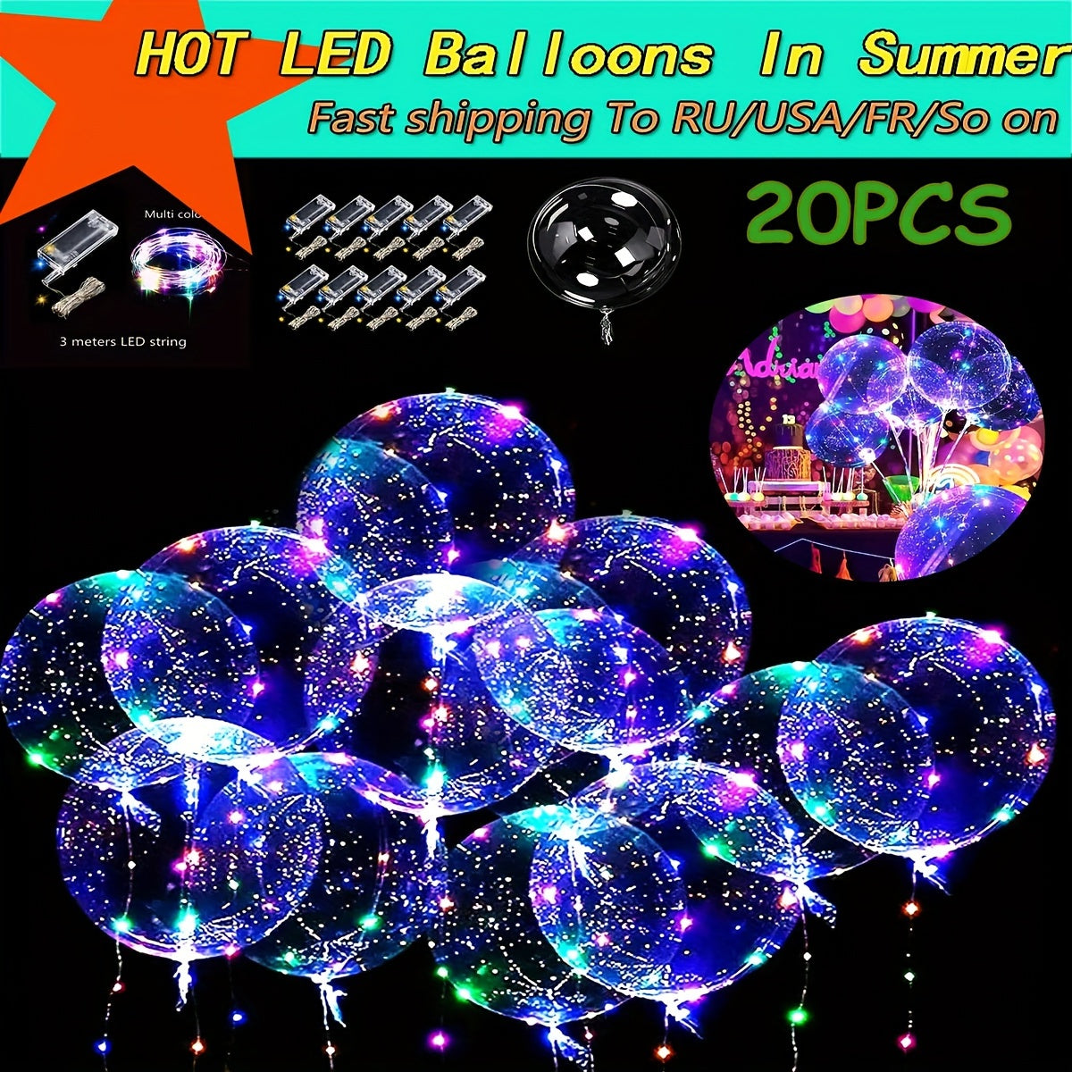 10pcs LED Luminous Balloons Wedding Party Christmas Decoration