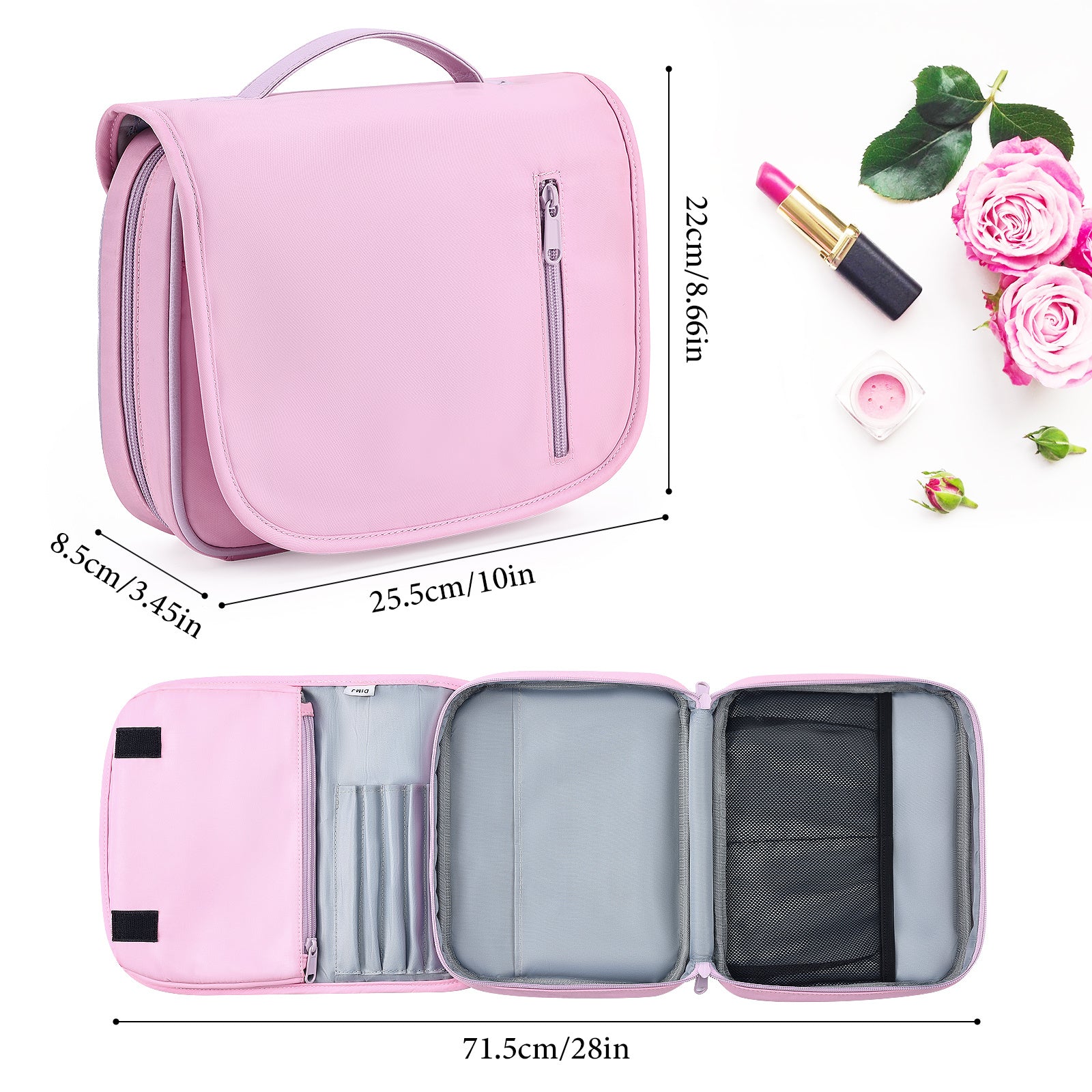 DIMJ Waterproof Makeup Organizer Bag for Travel and Storage