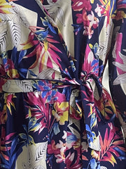 Plus Tropical Print Flounce Sleeve Maxi Dress With Belt