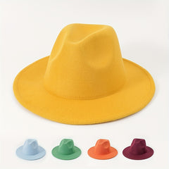 Candy Fedora Cap Cowboy Wide Brim Couple Jazz Hat Stylish Unisex Felt Hat