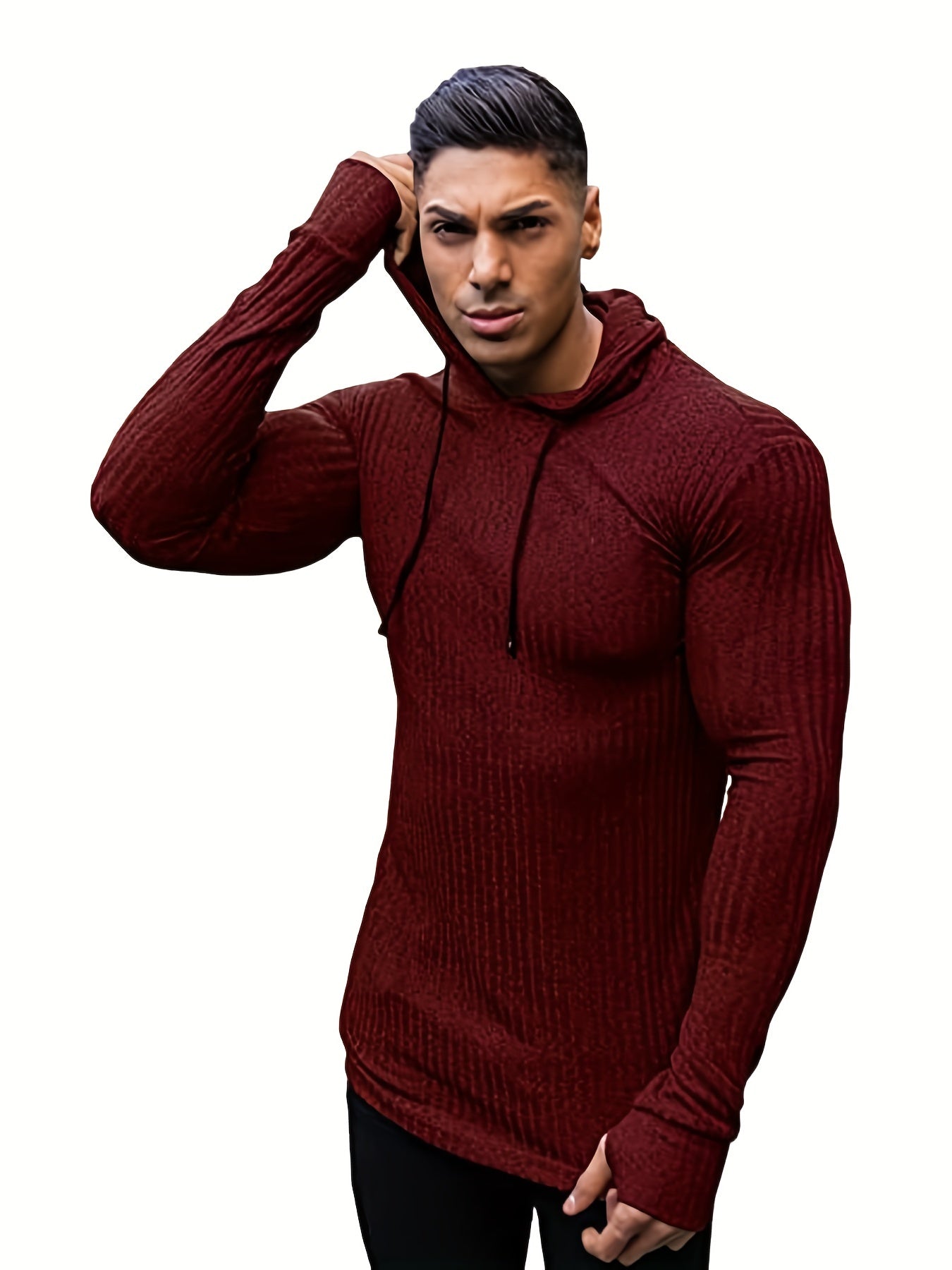 Men's Casual Lightweight Knitted Hooded Sweatshirt