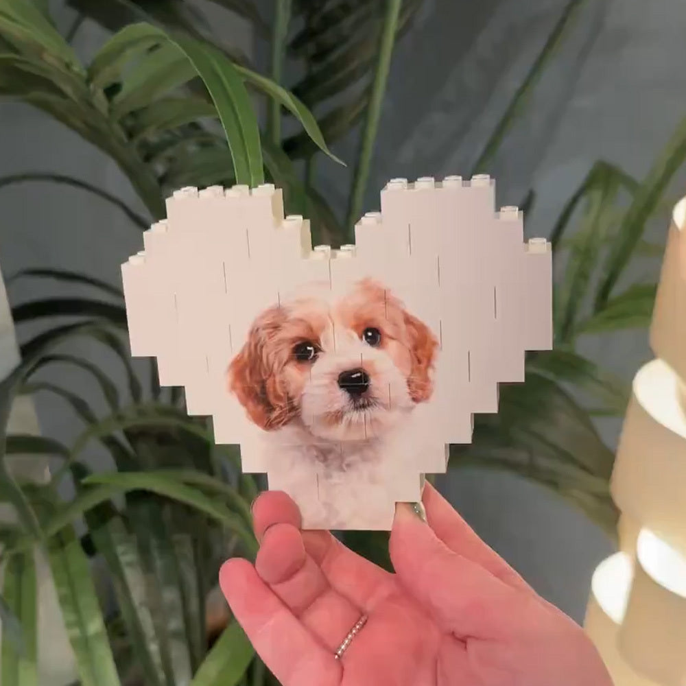 Personalized Heart Shaped Photo Building Blocks Acrylic Puzzle Gift for Dad