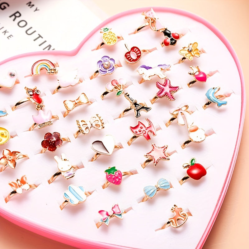 10pcs Cartoon Alloy Ring Holiday Party Girls Accessories