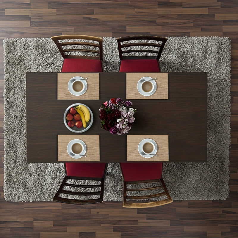 4pcs Vinyl Woven Placemats Washable Reusable Anti-fouling Table Mats