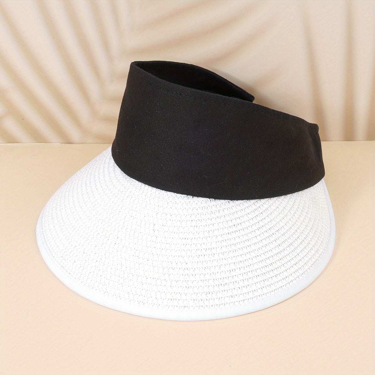 Casual Wide Brim Straw Sun Visor Ponytail Hat