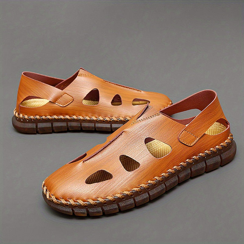 Men's Vintage Cut Out Slip On Sandals Breathable Outdoor Walking Shoes